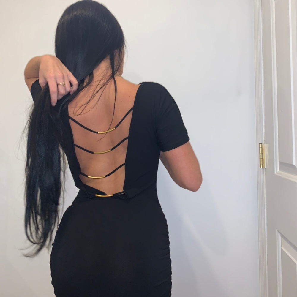 BLACK COWL NECK DRESS - Picture 4 of 4